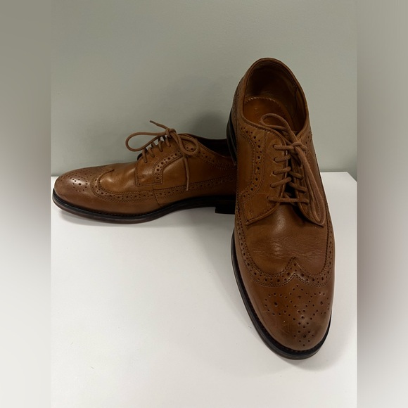 POLO RALPH LAUREN MENS MOSELY LEATHER WINGTIP,  TAN, SIZE 10.5D - Picture 3 of 11